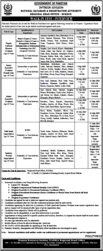 NADRA Jobs 2023 Applications Form