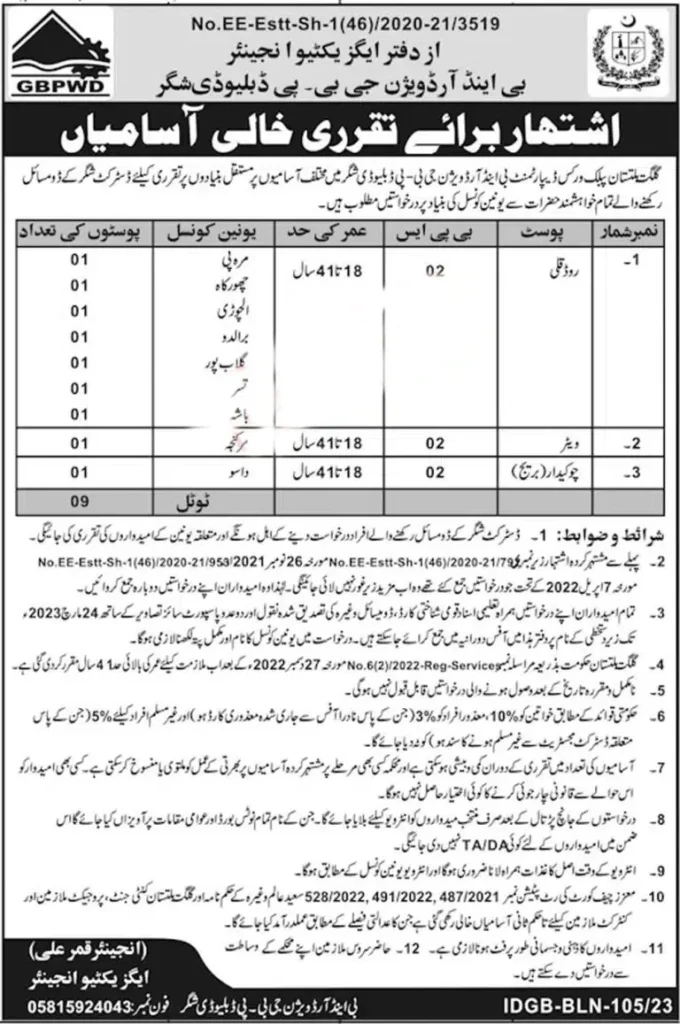 Public Works Department Jobs 2023