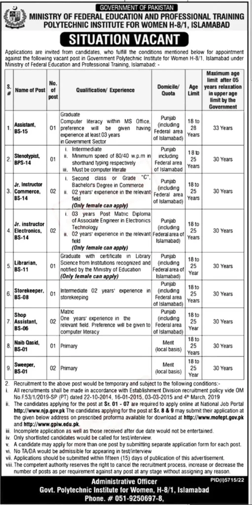 Ministry of Federal Education Jobs 2023