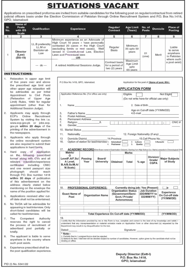 Election Commission of Pakistan ECP Jobs 2023