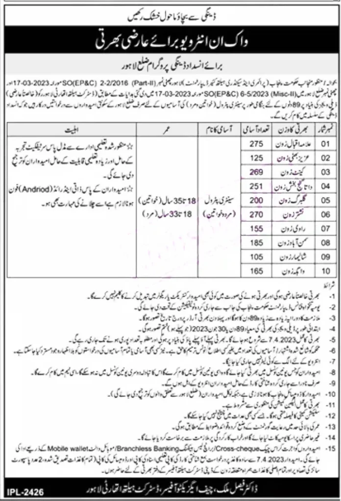 Lahore District Health Authority Jobs 2023