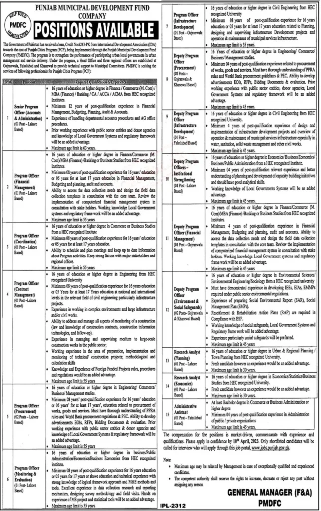 PMDFC Punjab Jobs 2023