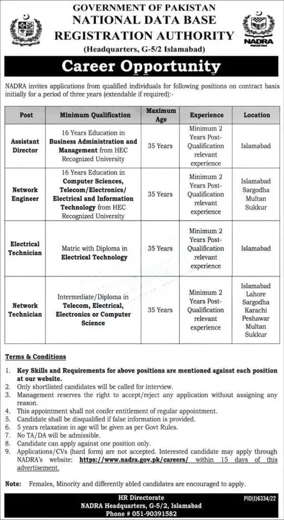 NADRA Jobs 2023 Online Application Form