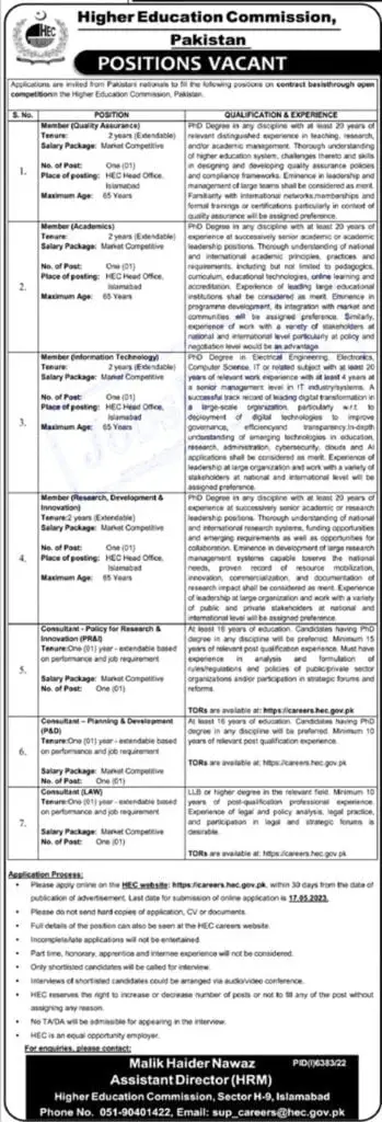 HEC Jobs 2023 Advertisement Apply Online