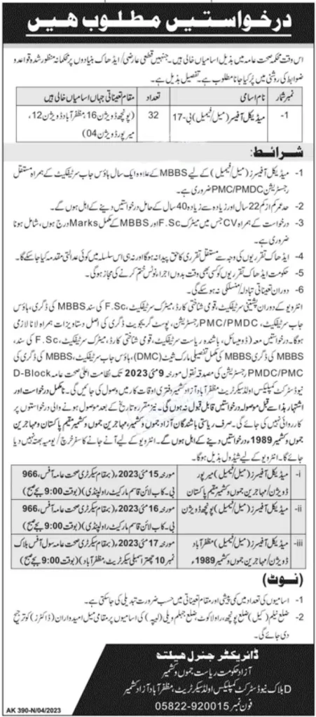 Health Department AJK Jobs 2023