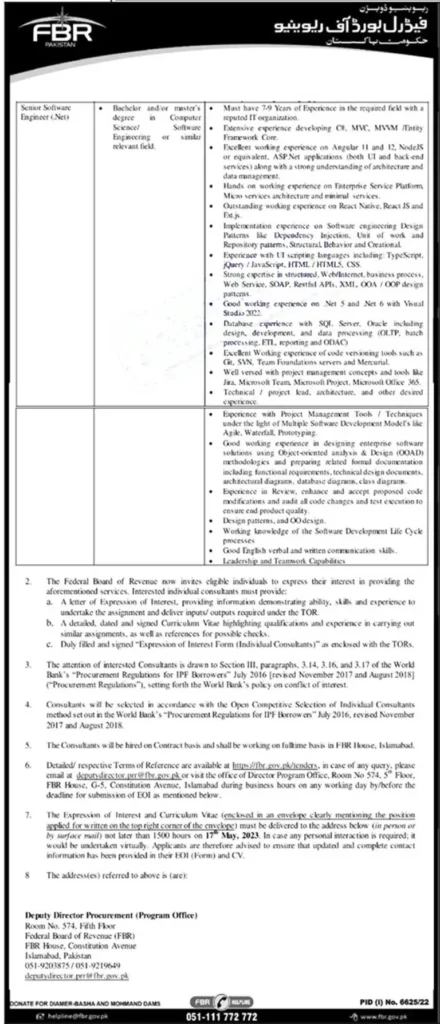 FBR Jobs 2023 – Federal Board of Revenue