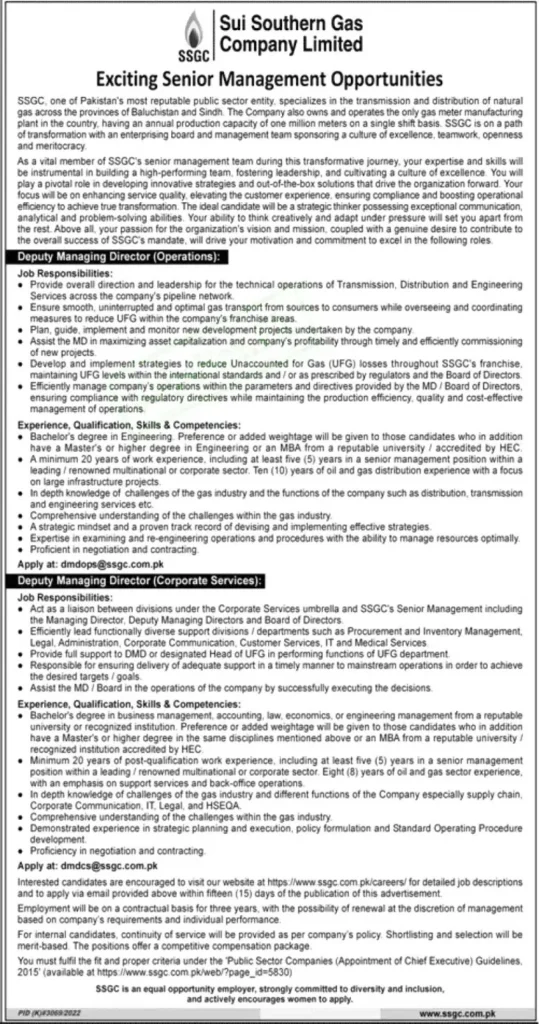 SSGC Jobs 2023 – Sui Southern Gas Company