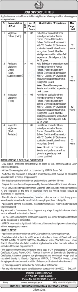 WAPDA Jobs 2023 Current Career Opportunities