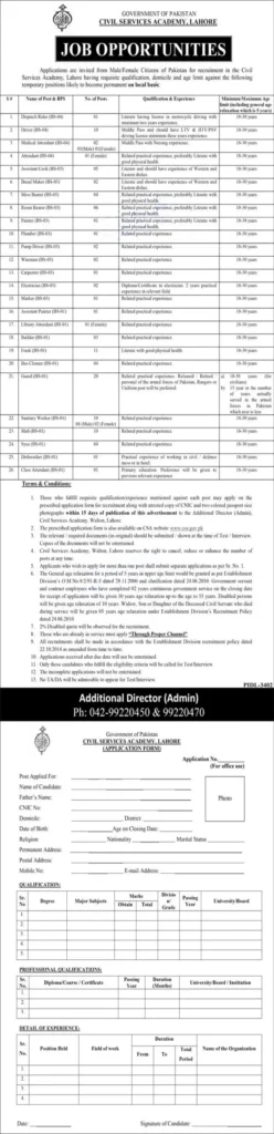 Civil Services Academy CSA Jobs 2023