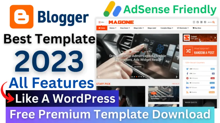 Free Download Premium Blogger Template Like a WordPress 2023