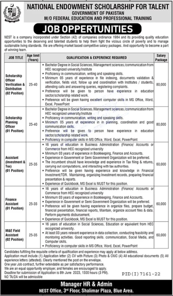 National Endowment Scholarship for Talent Jobs 2023