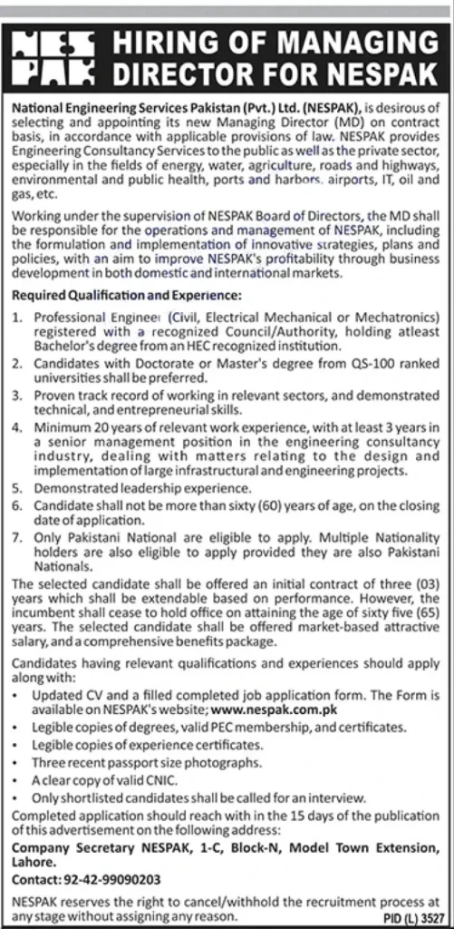 National Engineering Services Pakistan NESPAK Jobs 2023