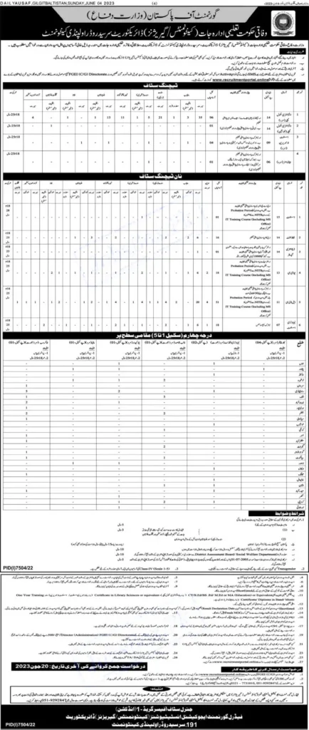 Federal Government Educational Institutions Jobs 2023