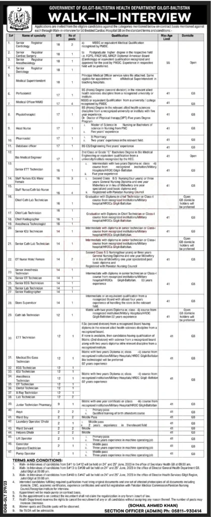 Health Department Gilgit Baltistan Jobs 2023