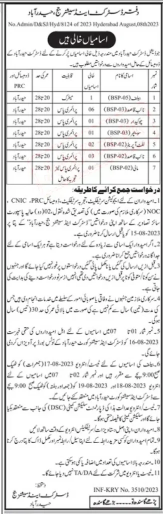 District and Session Courts Hyderabad Jobs 2023