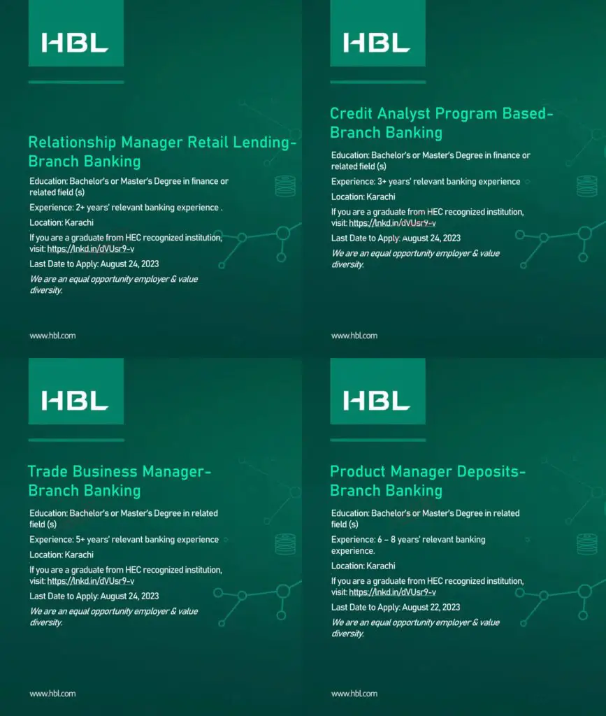 HBL Jobs 2023 Habib Bank Limited - Latest Careers