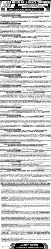 FPSC Jobs Advertisement 2023 - FPSC Online Apply