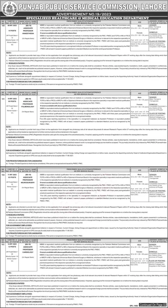 PPSC Jobs Advertisement 2023