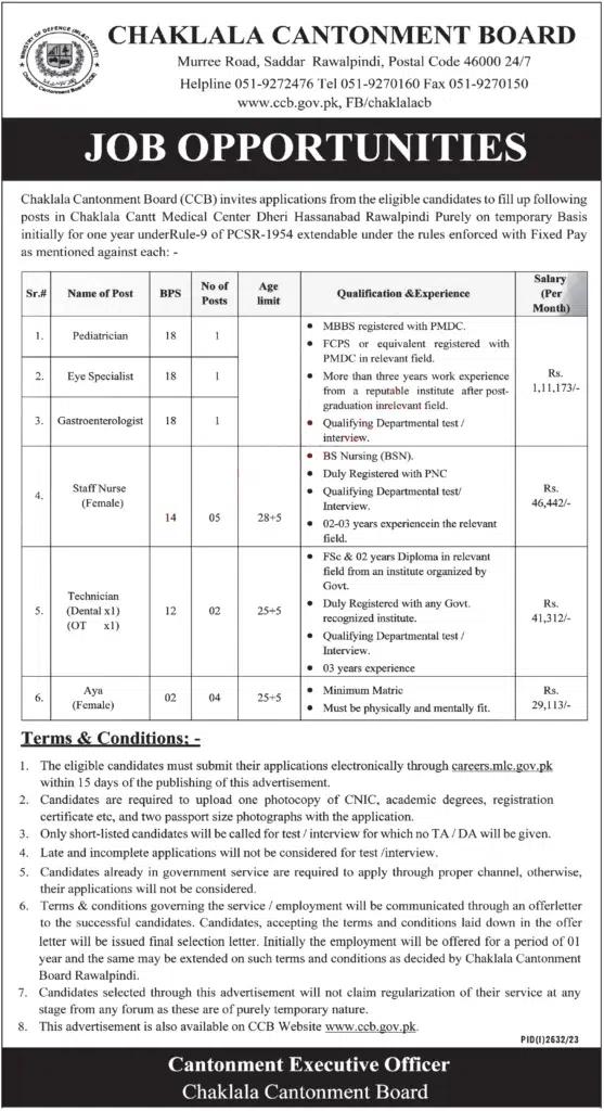 Military Lands and Cantonments Department Jobs 2023 Advertisement