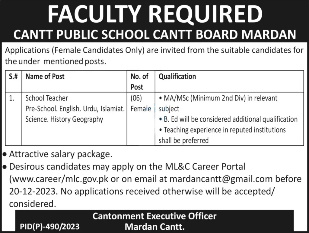 Cantonment Board Jobs 2024 Pakistan