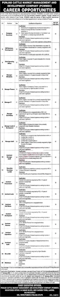 PCMMDC Jobs 2024 - Apply Online Advertisement