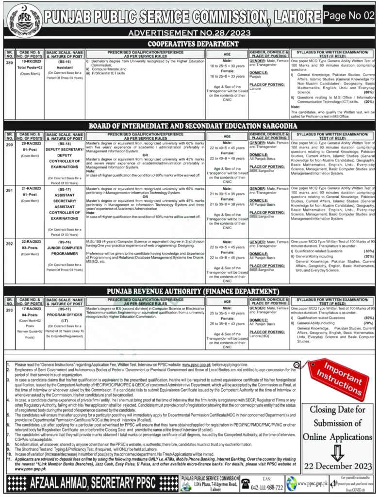 PPSC Jobs 2024 Latest Vacancies Advertisement