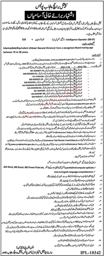 Punjab Police Jobs 2023 - Application Form Advertisement