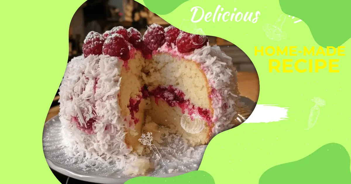 Coconut Raspberry Snowball Cake