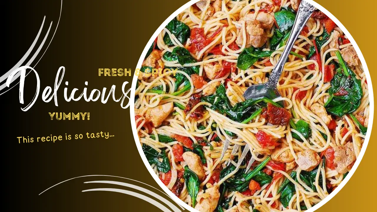 One-Pan Tomato Spinach Chicken Spaghetti Recipe