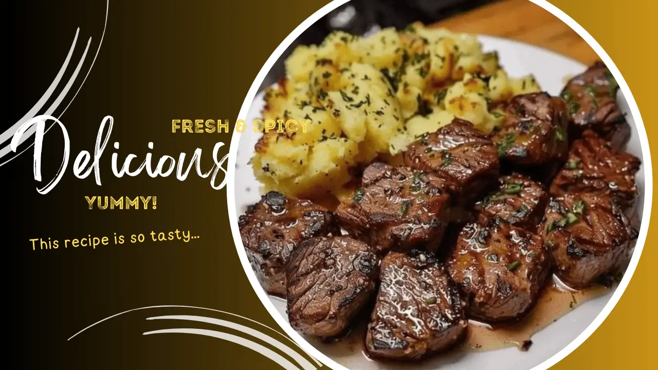 Savory Garlic Butter Steak Bites with Cheesy Smashed Potatoes Recipe