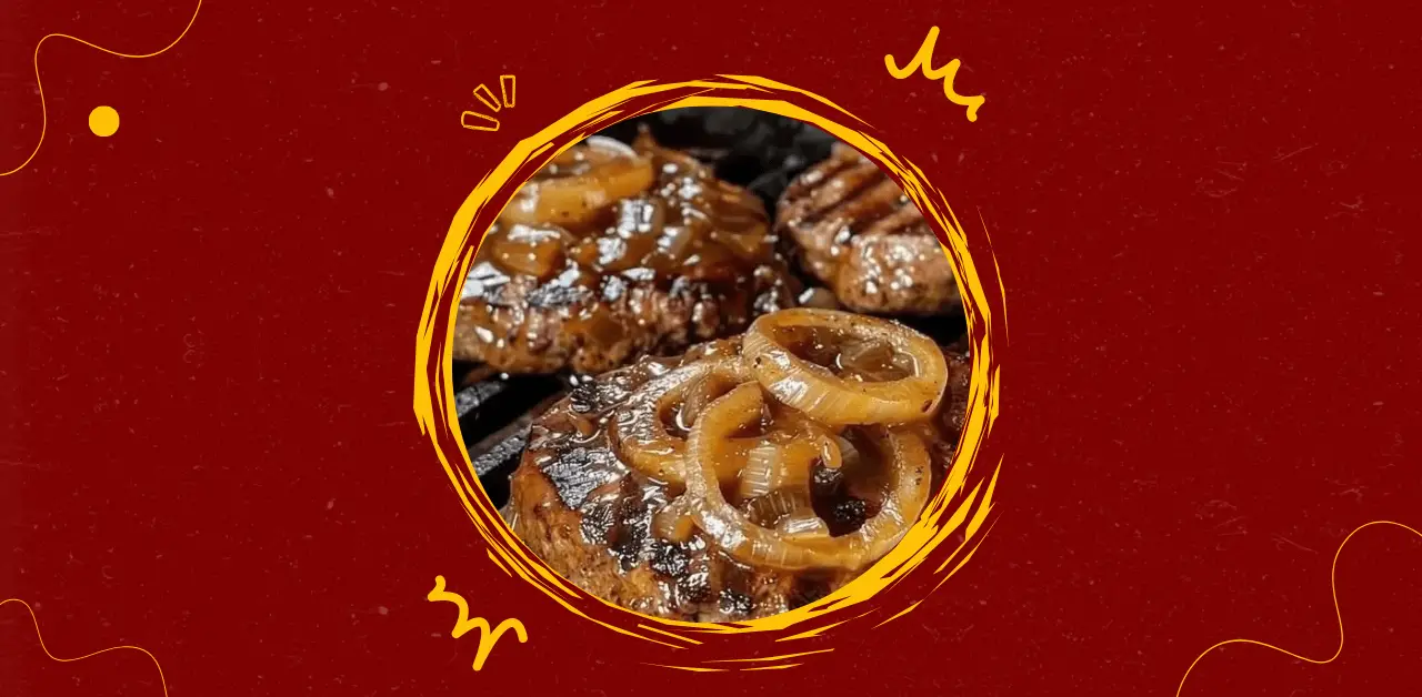 Flame Grilled Beef Patties with Caramelized Onion Topping Recipe