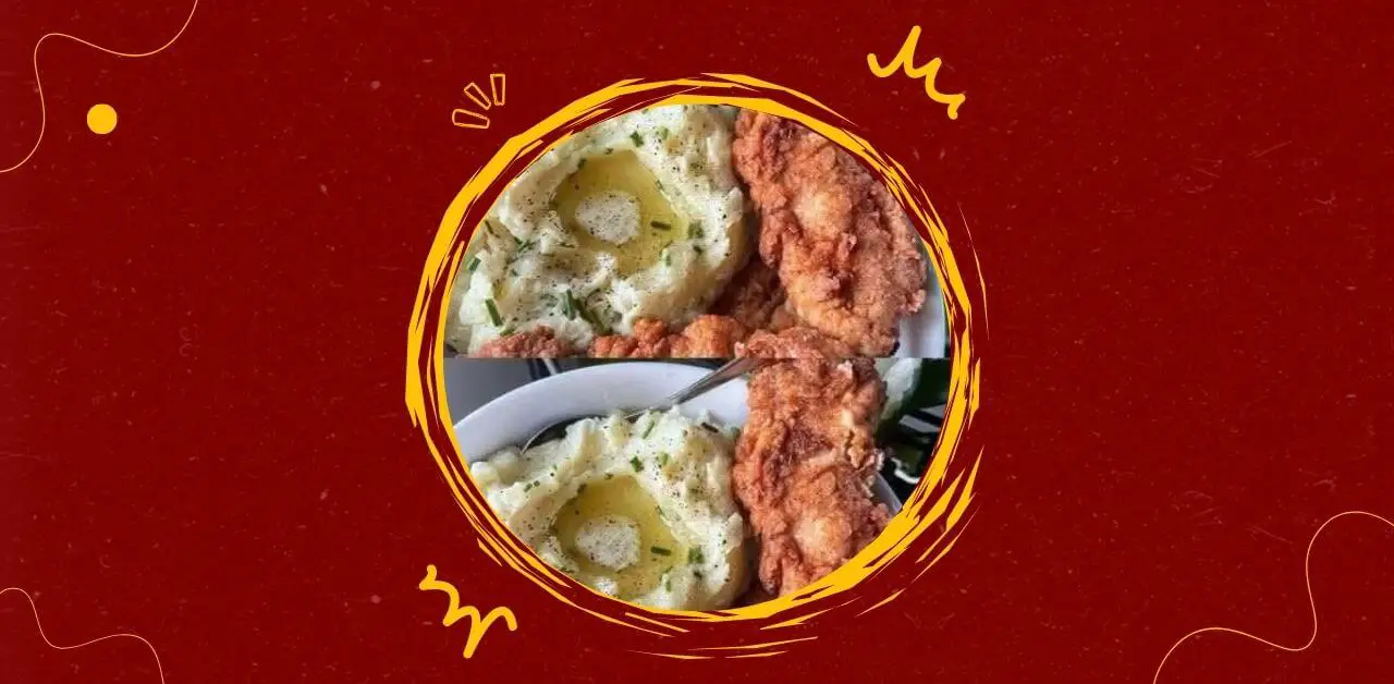 Golden Fried Chicken with Buttery Mashed Potatoes & Chive Garnish Recipe