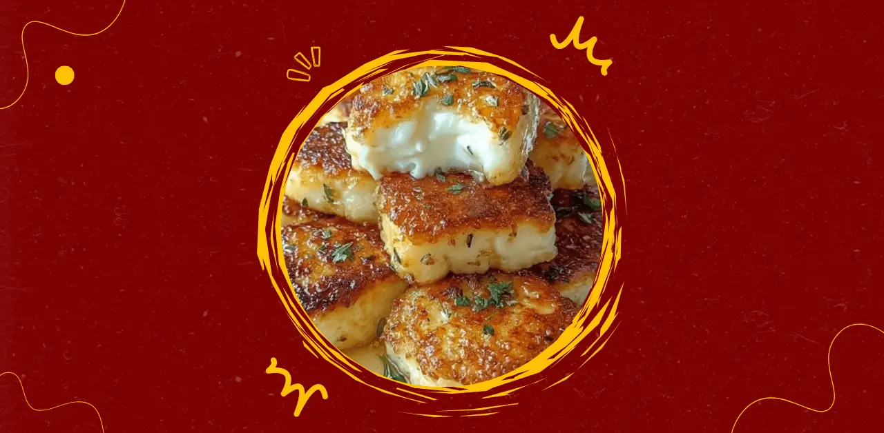 Crispy Pan-Fried Cheese Bites with Herb Garnish Recipe