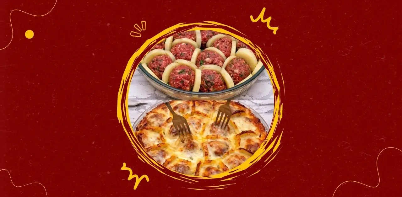 Cheesy Baked Meatball and Potato Casserole Recipe