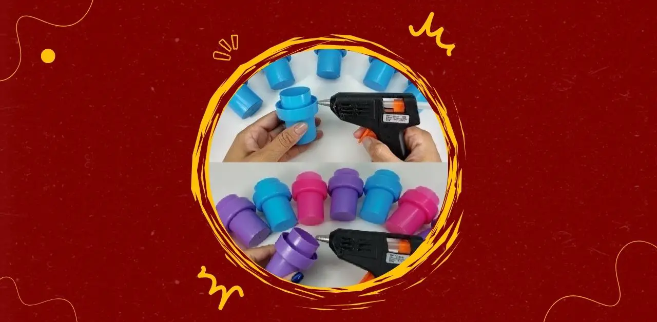 DIY Crafting with Plastic Pieces and Hot Glue