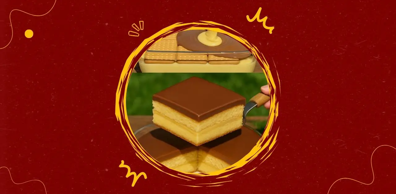 Layered Chocolate Custard Biscuit Cake Recipe